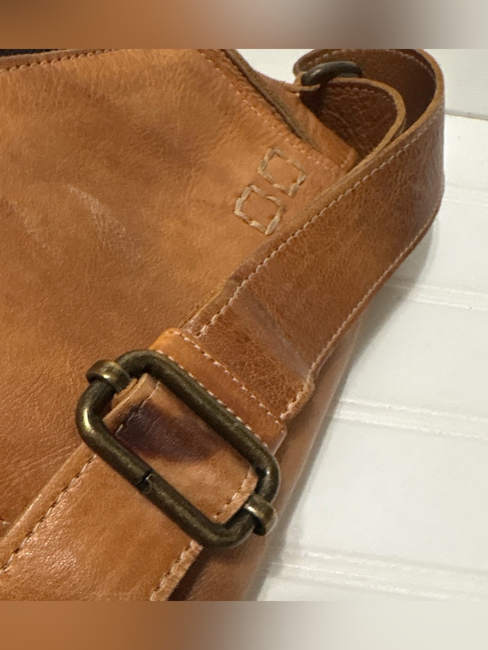 BED STU Venice Beach Brown Tan Rustic Leather Crossbody Satchel Bag Tote - Picture 6 of 11